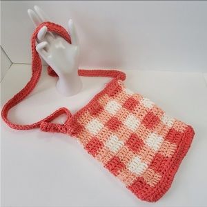 Plaid Crochet Crossbody Bag